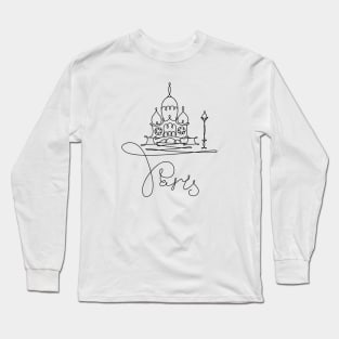 One line sketch of Sacre Coeur in Paris Long Sleeve T-Shirt